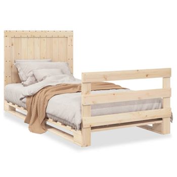 Cama Para Adultos | Estructura De Cama Con Cabecero Madera Maciza Pino 100x200 Cm Cfw17254