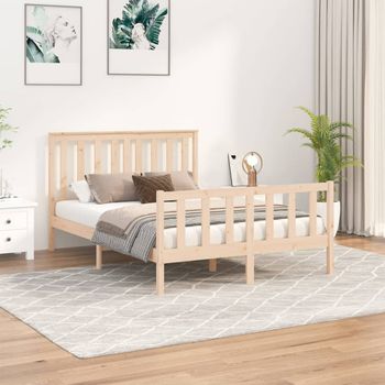 Cama Matrimonial | Cama Para Adultos | Estructura De Cama Con Cabecero Madera Maciza Pino 120x200 Cm Cfw578227