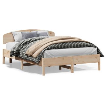 Cama Matrimonial | Cama Para Adultos | Estructura De Cama Con Cabecero Madera Maciza Pino 120x200 Cm Cfw157287