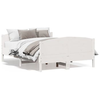 Cama Matrimonial | Cama Para Adultos | Estructura De Cama Con Cabecero Madera Pino Blanco 120x190 Cm Cfw174344