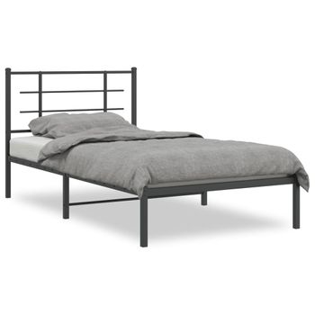 Cama Para Adulto | Cama Individual | Estructura De Cama Con Cabecero Metal Negro 100x190 Cm Cfw546108