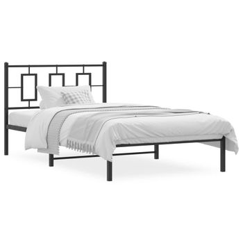 Cama Para Adulto | Cama Individual | Estructura De Cama Con Cabecero Metal Negro 107x203 Cm Cfw511383