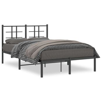 Cama Matrimonial | Cama Para Adultos | Estructura De Cama Con Cabecero Metal Negro 120x190 Cm Cfw630055