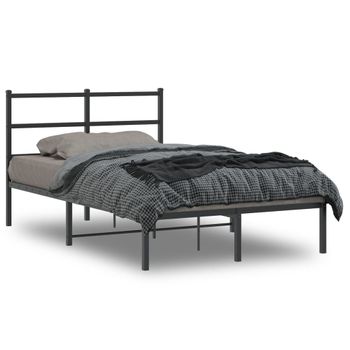 Cama Matrimonial | Cama Para Adultos | Estructura De Cama Con Cabecero Metal Negro 120x190 Cm Cfw356007