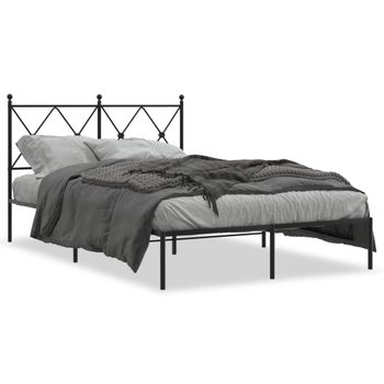 Cama Matrimonial | Cama Para Adultos | Estructura De Cama Con Cabecero Metal Negro 120x190 Cm Cfw98485