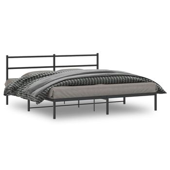 Cama Matrimonial | Cama Para Adultos | Estructura De Cama Con Cabecero Metal Negro 183x213 Cm Cfw158148