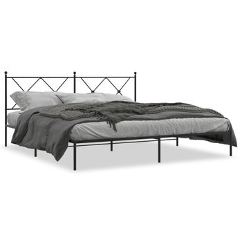 Cama Matrimonial | Cama Para Adultos | Estructura De Cama Con Cabecero Metal Negro 183x213 Cm Cfw47840