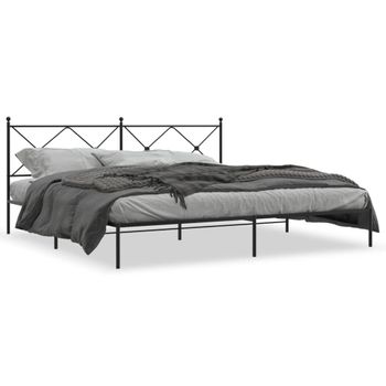 Cama Matrimonial | Cama Para Adultos | Estructura De Cama Con Cabecero Metal Negro 193x203 Cm Cfw50653