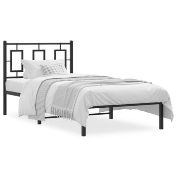 Cama Para Adulto | Cama Individual | Estructura De Cama Con Cabecero Metal Negro 90x190 Cm Cfw443979