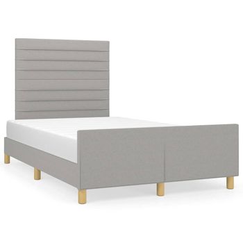 Cama Matrimonial | Cama Para Adultos | Estructura De Cama Con Cabecero Tela Gris Claro 120x190 Cm Cfw570318