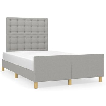 Cama Matrimonial | Cama Para Adultos | Estructura De Cama Con Cabecero Tela Gris Claro 120x190 Cm Cfw481621