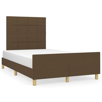 Cama Matrimonial | Cama Para Adultos | Estructura De Cama Con Cabecero Tela Marrón Oscuro 120x190 Cm Cfw102600