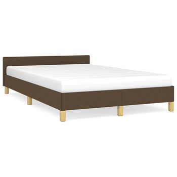 Cama Matrimonial | Cama Para Adultos | Estructura De Cama Con Cabecero Tela Marrón Oscuro 120x190 Cm Cfw247289