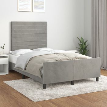 Cama Matrimonial | Cama Para Adultos | Estructura De Cama Con Cabecero Terciopelo Gris Claro 120x200cm Cfw728688