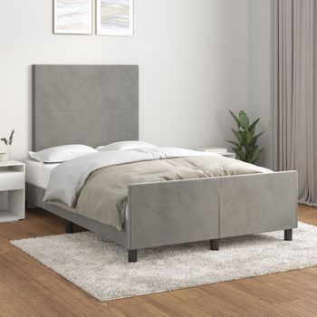 Cama Matrimonial | Cama Para Adultos | Estructura De Cama Con Cabecero Terciopelo Gris Claro 120x200cm Cfw651723