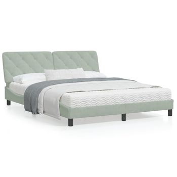 Cama Matrimonial | Cama Para Adultos | Estructura De Cama Con Cabecero Terciopelo Gris Claro 160x200cm Cfw81870