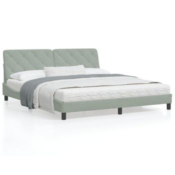 Cama Matrimonial | Cama Para Adultos | Estructura De Cama Con Cabecero Terciopelo Gris Claro 180x200cm Cfw85528