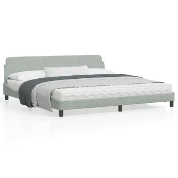 Cama Matrimonial | Cama Para Adultos | Estructura De Cama Con Cabecero Terciopelo Gris Claro 200x200cm Cfw633543