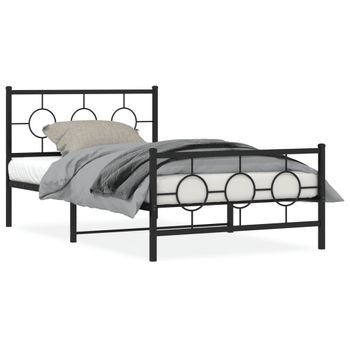 Cama Para Adulto | Cama Individual | Estructura De Cama Con Cabecero Y Estribo Metal Negro 107x203cm Cfw750300