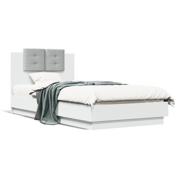 Cama Para Adulto | Cama Individual | Estructura De Cama Con Cabecero Y Luces Led Blanco 75x190 Cm Cfw788889