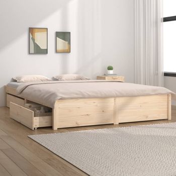 Cama Matrimonial | Cama Para Adultos | Estructura De Cama Con Cajones 150x200 Cm Cfw226139