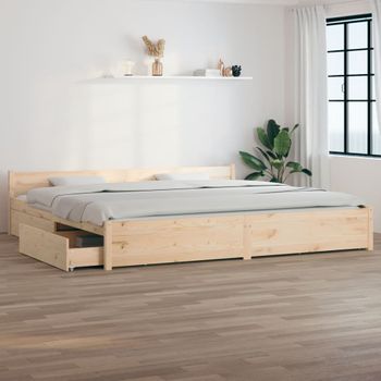 Cama Matrimonial | Cama Para Adultos | Estructura De Cama Con Cajones Super King 180x200 Cm Cfw303455