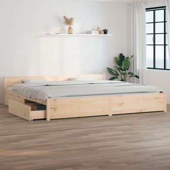 Cama Matrimonial | Cama Para Adultos | Estructura De Cama Con Cajones 200x200 Cm Cfw358481