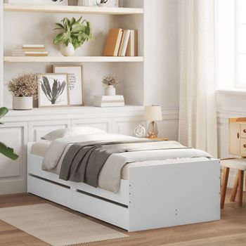 Cama Para Adulto | Cama Individual | Estructura De Cama Con Cajones Blanco 75x190 Cm Cfw348419