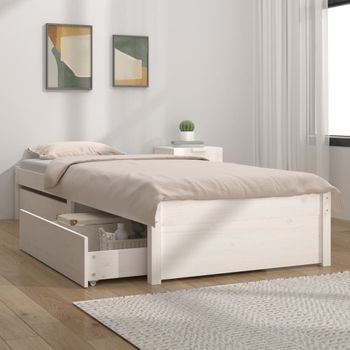 Cama Individual | Cama Para Adultos | Estructura De Cama Con Cajones Blanco 75x190 Cm Cfw89966