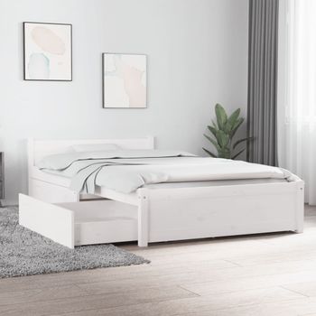 Cama Individual | Cama Para Adultos | Estructura De Cama Con Cajones Blanco 90x200 Cm Cfw456427