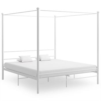 Cama Matrimonial | Cama Para Adultos | Estructura De Cama Con Dosel Metal Blanco 180x200 Cm Cfw606744