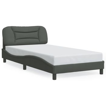 Cama Para Adulto | Cama Individual | Estructura De Cama Con Luces Led Tela Gris Oscuro 100x200 Cm Cfw984975