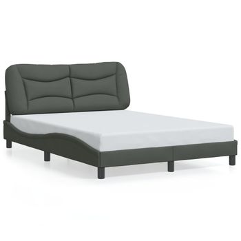 Cama Matrimonial | Cama Para Adultos | Estructura De Cama Con Luces Led Tela Gris Oscuro 120x200 Cm Cfw269294