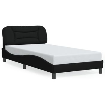 Cama Para Adulto | Cama Individual | Estructura De Cama Con Luces Led Tela Negro 100x200 Cm Cfw544442