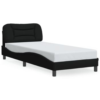 Cama Para Adulto | Cama Individual | Estructura De Cama Con Luces Led Tela Negro 80x200 Cm Cfw563178