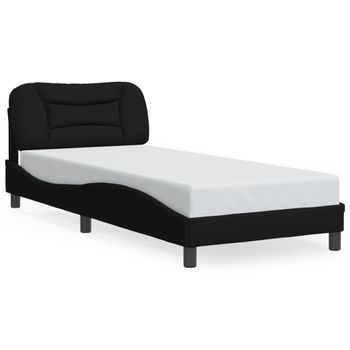 Cama Para Adulto | Cama Individual | Estructura De Cama Con Luces Led Tela Negro 90x190 Cm Cfw975507