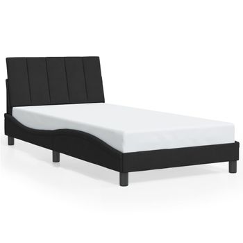 Cama Para Adulto | Cama Individual | Estructura De Cama Con Luces Led Terciopelo Negro 100x200 Cm Cfw799451