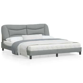 Cama Matrimonial | Cama Para Adultos | Estructura De Cama Con Luz Led Tela Gris Oscuro 180x200 Cm Cfw894498