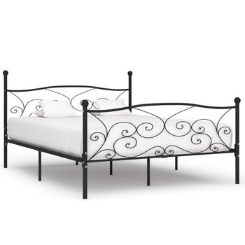 Cama Matrimonial | Cama Para Adultos | Estructura De Cama Con Somier Metal Negro 200x200 Cm Cfw139879