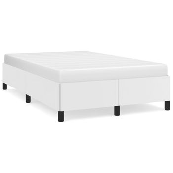 Cama Matrimonial | Cama Para Adultos | Estructura De Cama Cuero Sintético Blanco 120x190 Cm Cfw14995