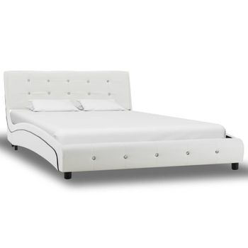 Cama Matrimonial | Cama Para Adultos | Estructura De Cama Cuero Sintético Blanco 120x200 Cm Cfw661276