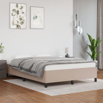 Cama Matrimonial | Cama Para Adultos | Estructura De Cama Cuero Sintético Color Capuchino 140x190 Cm Cfw109540