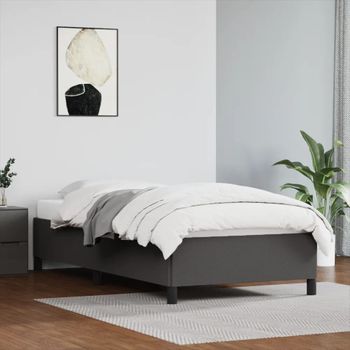 Cama Individual | Cama Para Adultos | Estructura De Cama Cuero Sintético Gris 80x200 Cm Cfw331800