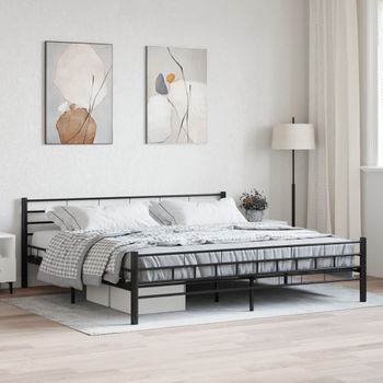 Cama Matrimonial | Cama Para Adultos | Estructura De Cama De Acero Negro 200x200 Cm Cfw122246