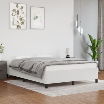 Cama Matrimonial | Cama Para Adultos | Estructura De Cama De Cuero Sintético Blanco 140x190 Cm Cfw706733