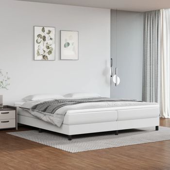 Cama Matrimonial | Cama Para Adultos | Estructura De Cama Box Spring Cuero Sintético Blanco 200x200 Cm Cfw371550