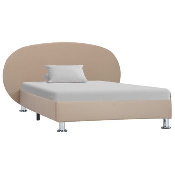 Cama Individual | Cama Para Adultos | Estructura De Cama De Cuero Sintético Color Capuchino 100x200cm Cfw990584