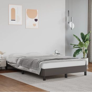 Cama Matrimonial | Cama Para Adultos | Estructura De Cama De Cuero Sintético Gris 120x200 Cm Cfw294009