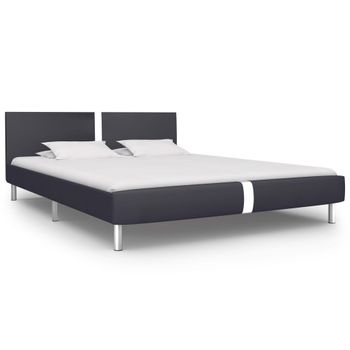 Cama Matrimonial | Cama Para Adultos | Estructura De Cama De Cuero Sintético Negro 120x200 Cm Cfw569760