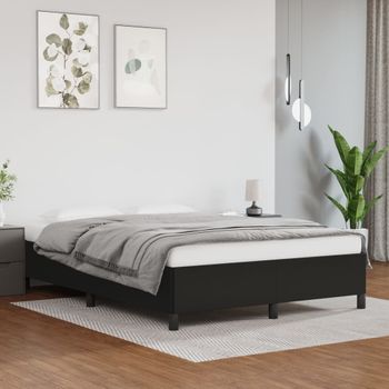 Cama Matrimonial | Cama Para Adultos | Estructura De Cama De Cuero Sintético Negro 140x190 Cm Cfw859646